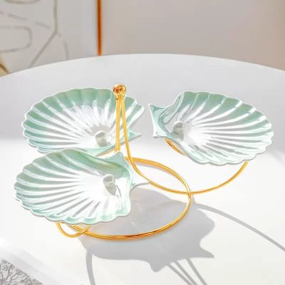 ISCBAFYX Green Cake Stand with Fruit Tray for Living Room Sweets and Afternoon Tea Snacks