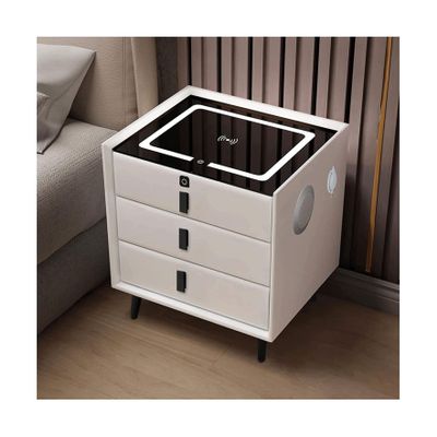 DameCo Simple Smart Nightstand with 23 Drawers, Wireless Charging, Fingerprint Lock, Bluetooth Speaker and USB