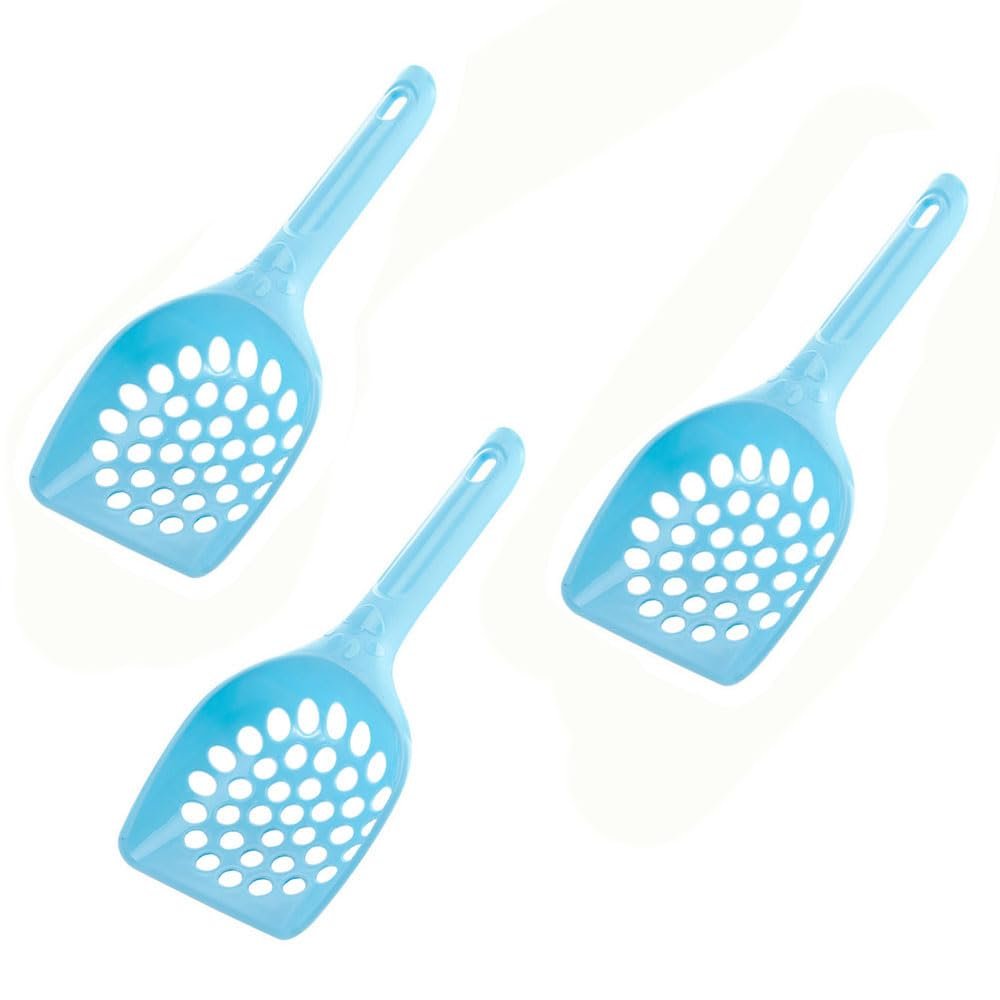 Cat Litter Scoops, 3-Pack, Large, Plastic, Blue