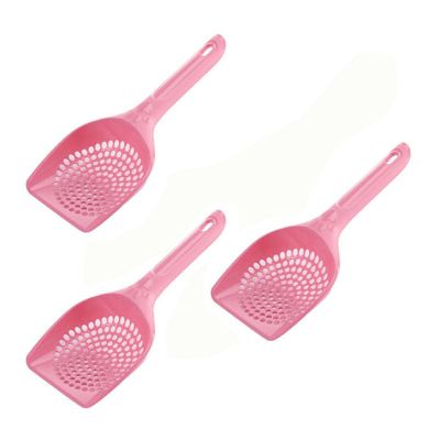 Cat Litter Scoop, 3 Pack, Small, Plastic, Ergonomic Handle, Pink