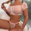 WILLBEST Women's Sexy Leather Lingerie Set with Babydoll Bustier, Garter and Raven Satin Top view 3