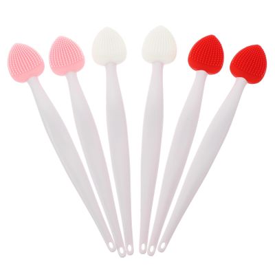 MAGICLULU 4 Sets Double-Sided Silicone Nose and Lip Exfoliating Brushes, Portable Facial Cleansing Tool, 6 Pieces × 4