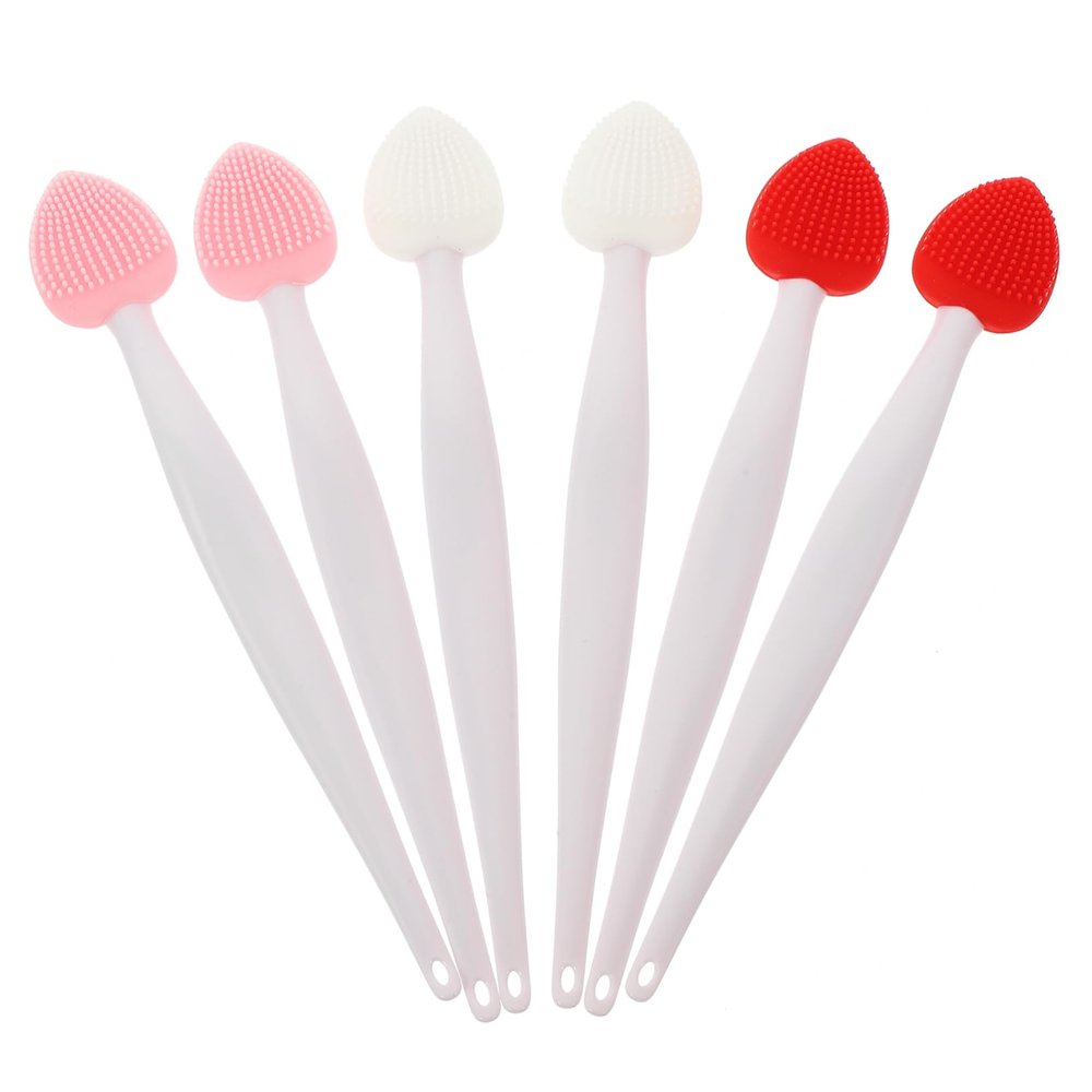 MAGICLULU 4 Sets Double-Sided Silicone Nose and Lip Exfoliating Brushes, Portable Facial Cleansing Tool, 6 Pieces × 4