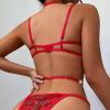 WILLBEST Women's Sexy Red Lingerie Set with Transparent Babydoll Dress and Racerback Bustier view 3