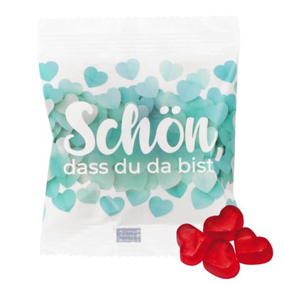 Guest Favor Bags, 25 x 10 g, Heart-Shaped Gummies, “Nice That You’re Here”