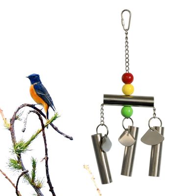 VANZACK Stainless Steel Parrot Toy with Bell and Squirrel Toy