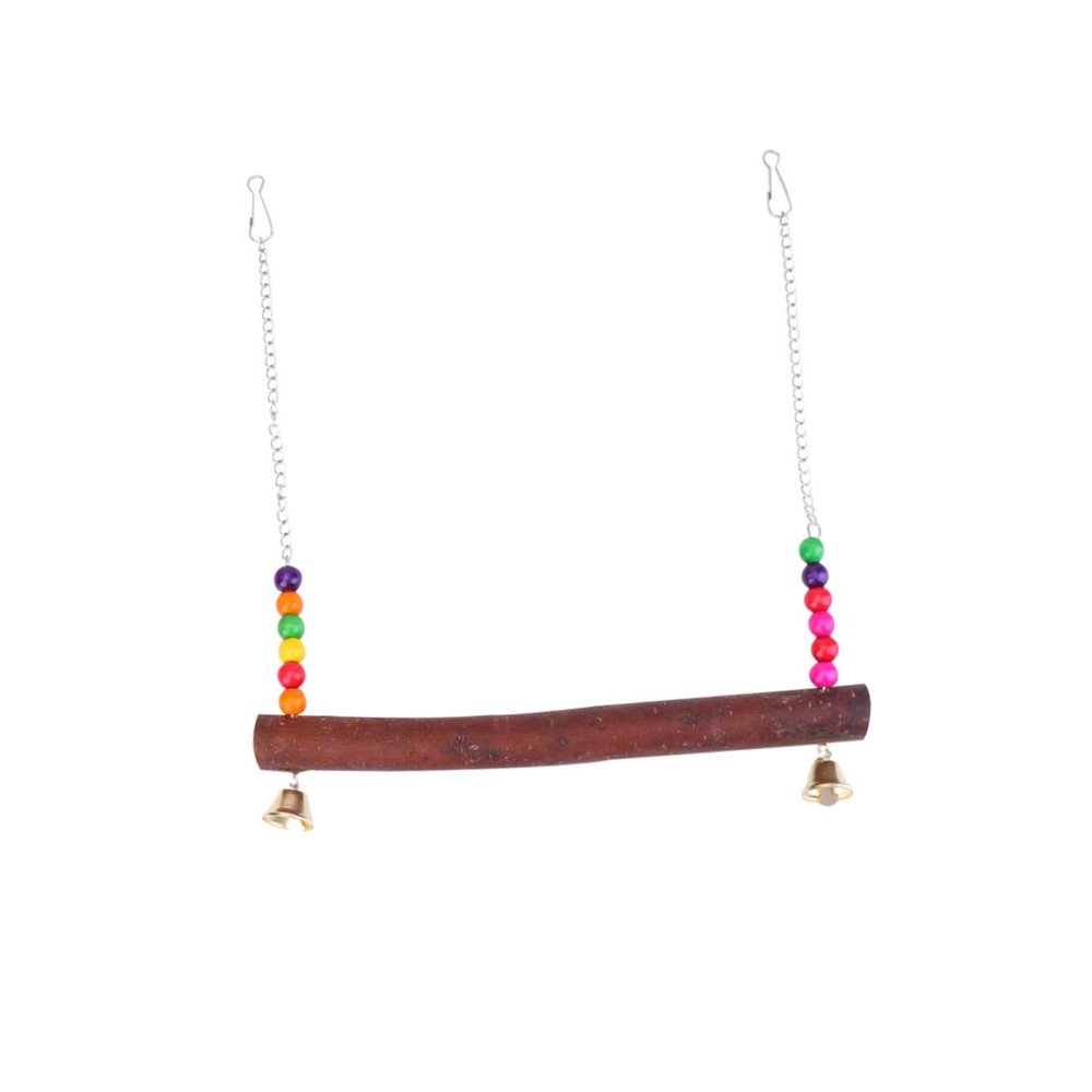 Parrot Hanging Swing with Small Bells, Wooden Swing