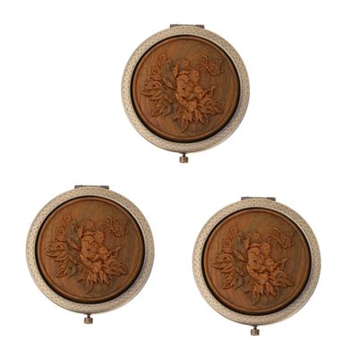 MAGICLULU 3-Piece Vintage Double-Sided Folding Compact Makeup Mirror