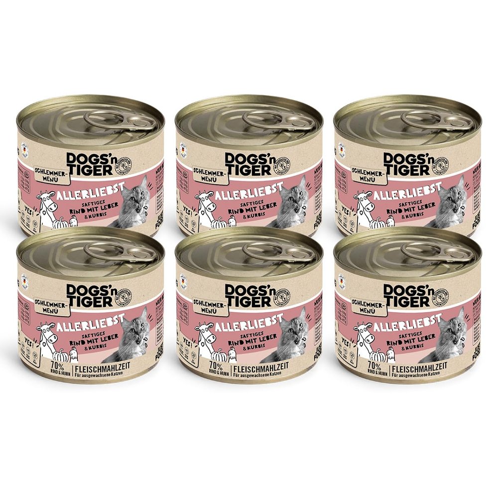 Dogsn Tiger Adult Cat Food, Allerliebst, Wet Food with Beef, Liver, and Pumpkin - Grain-Free
