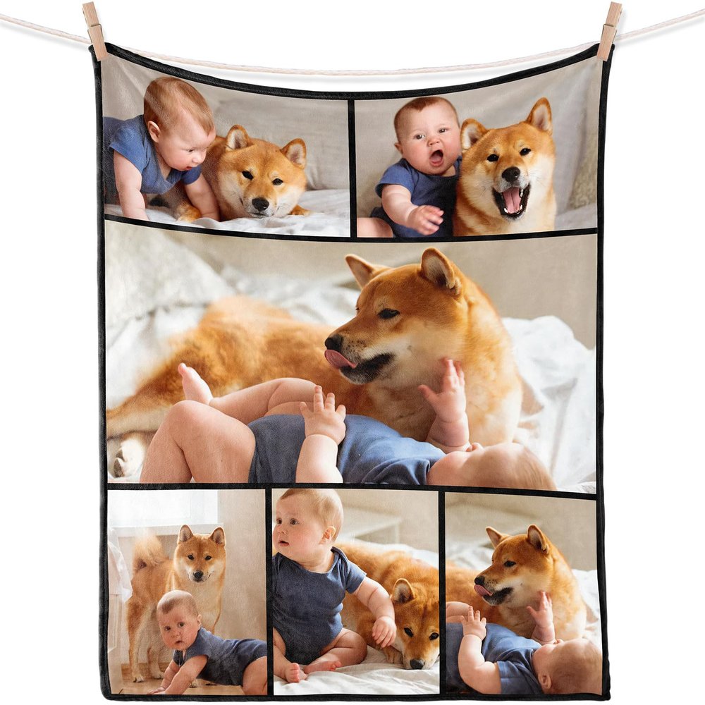 iDIY Personalized Photo Blanket – 6 Photos, 70 x 80 in