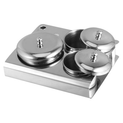 3-Piece Stainless Steel Nail Art Crystal Cups with Lids