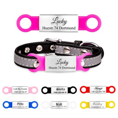 2-Pack Fuchsia Silicone Slide-On Dog Tags with Engraving