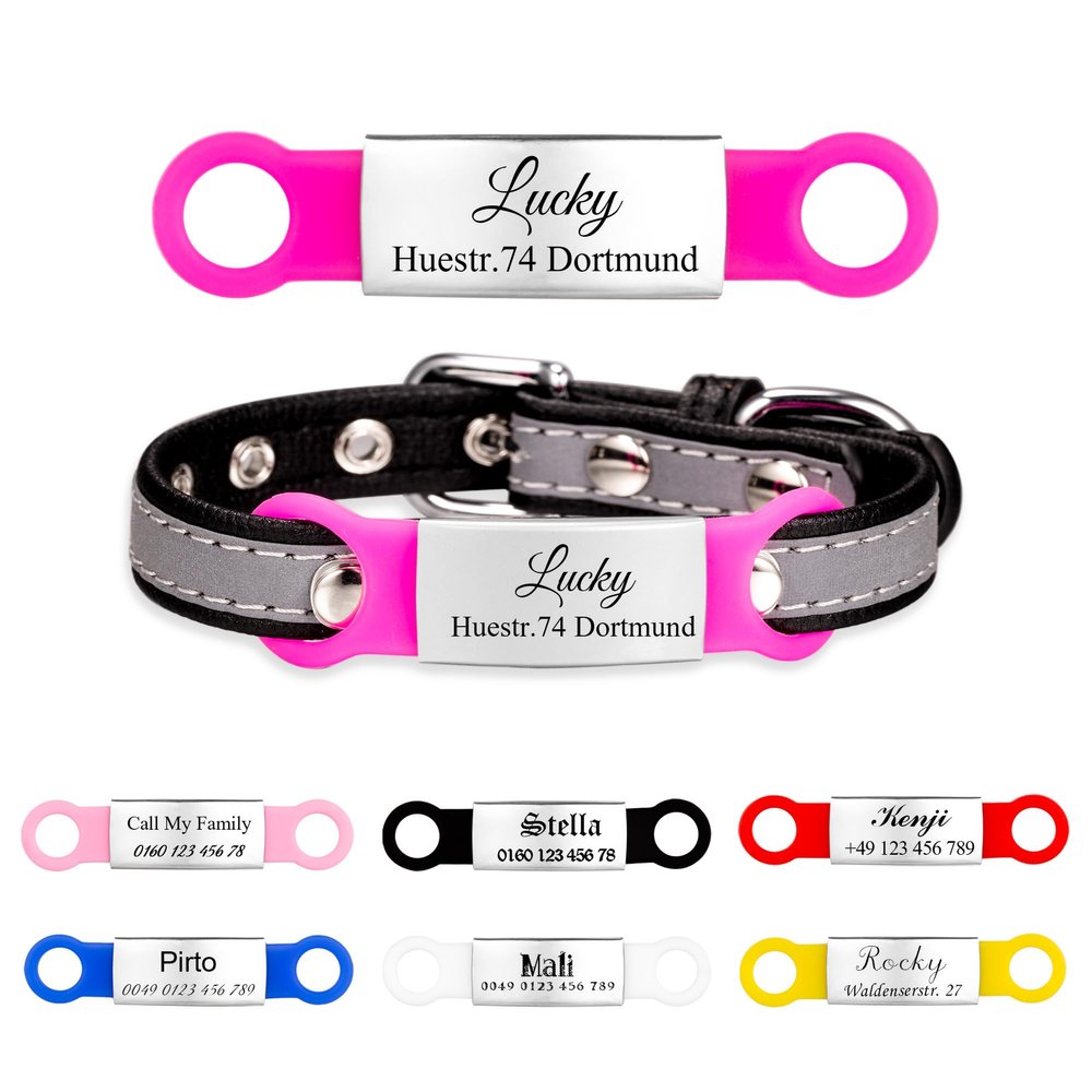 2-Pack Fuchsia Silicone Slide-On Dog Tags with Engraving