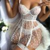 WILLBEST Women's Babydoll Lingerie Dress, Sexy Underwear, Curvy XXL, Green Lingerie, Open/Ouvert Bra, Cross-Strap Sports Bra, Thong, Stockings and Garter Belt view 3