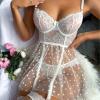 WILLBEST Women's Babydoll Lingerie Dress, Sexy Underwear, Curvy XXL, Green Lingerie, Open/Ouvert Bra, Cross-Strap Sports Bra, Thong, Stockings and Garter Belt view 4