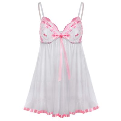 WILLBEST Women's Babydoll Sheer Lingerie Set, 80C
