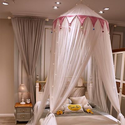 Xisnuient Chiffon Round Hanging Bed Canopy Mosquito Net, Pink, for 1.5 m (5 ft) Bed