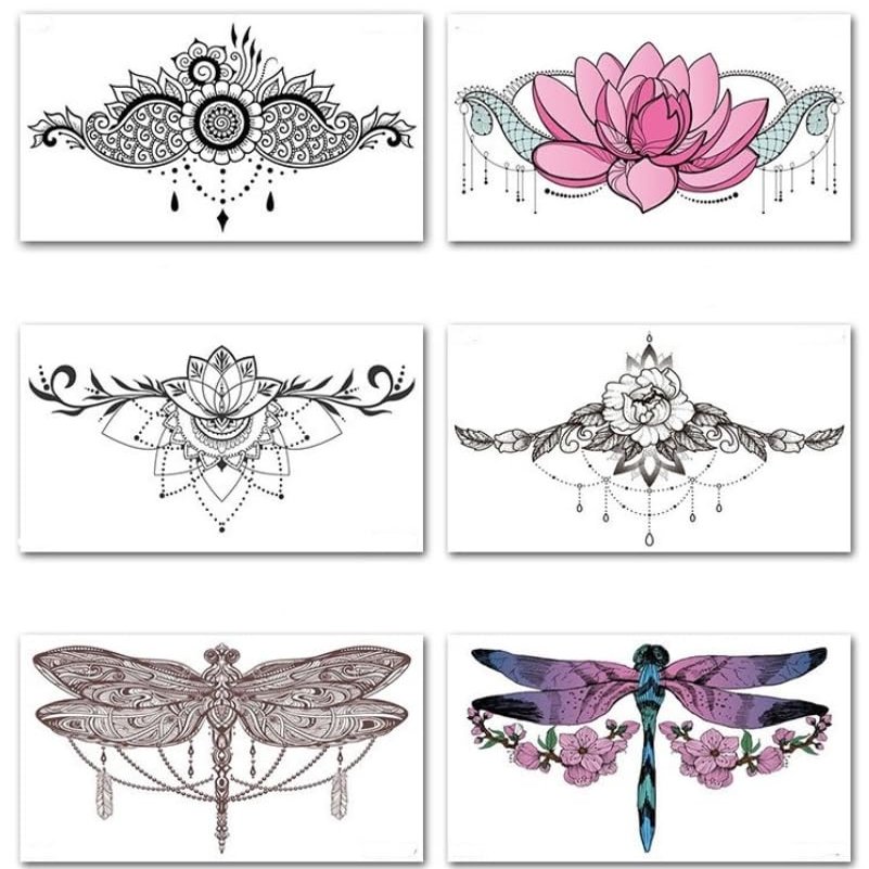 Waterproof Sternum Temporary Tattoo Sticker, Fashionable and Long-Lasting