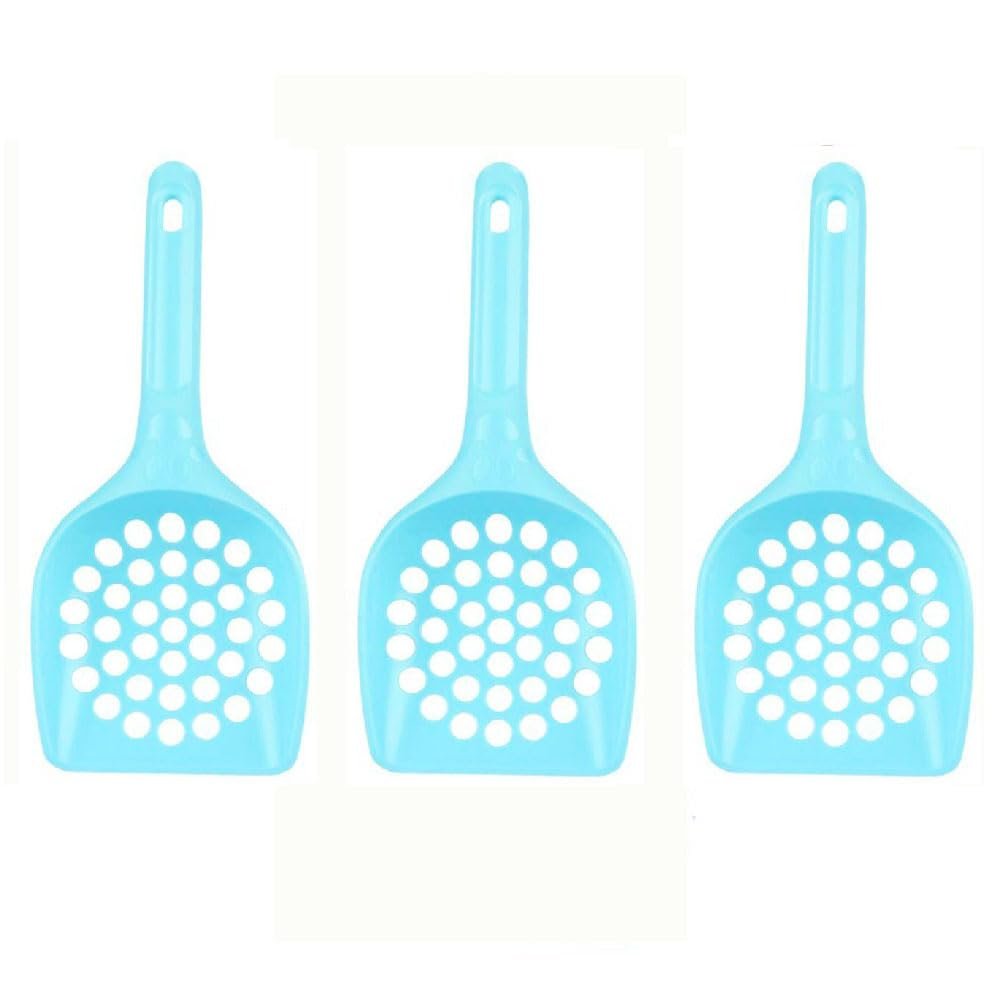 SENRISE Cat Litter Scoop, Plastic, Large, Blue, 3 Pack