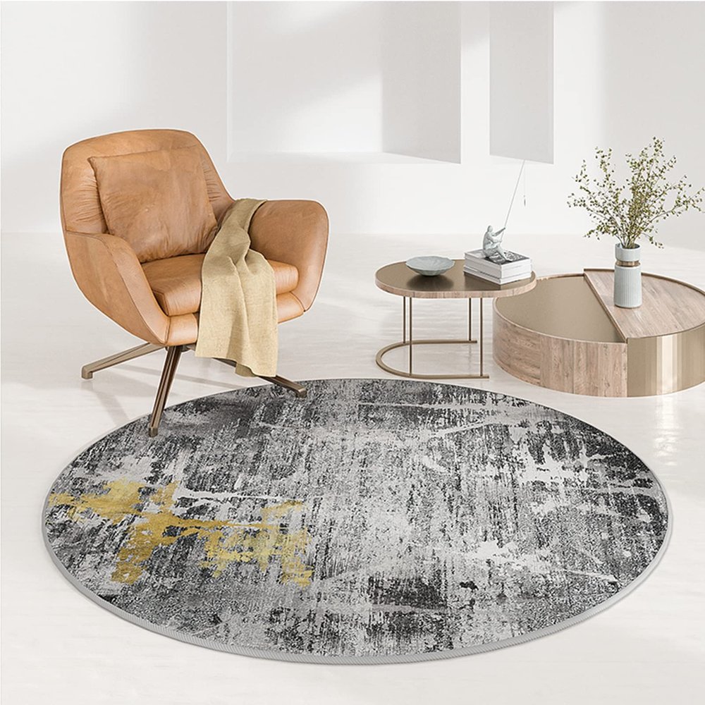 ZLWEI Round Rug and Chair Mat, Non-Slip Floor Decor Mat for Living Room, 80–200 cm Diameter