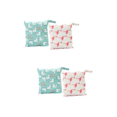 HEMOTON 4-Piece Reusable Diaper and Wet Bag Set, Breathable Linen, Blue