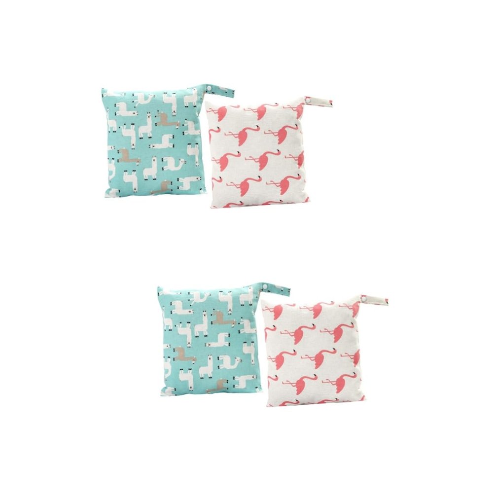 HEMOTON 4-Piece Reusable Diaper and Wet Bag Set, Breathable Linen, Blue