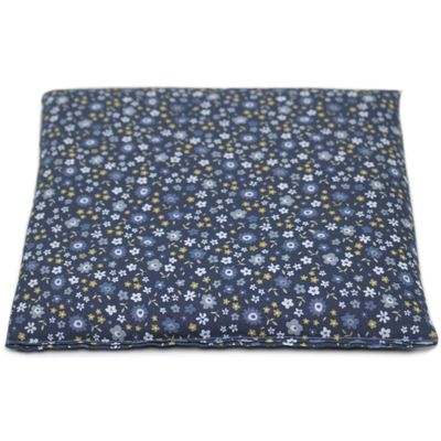 Cherry Pit Pillow 19 x 19 cm, Blue Organic Floral Fabric
