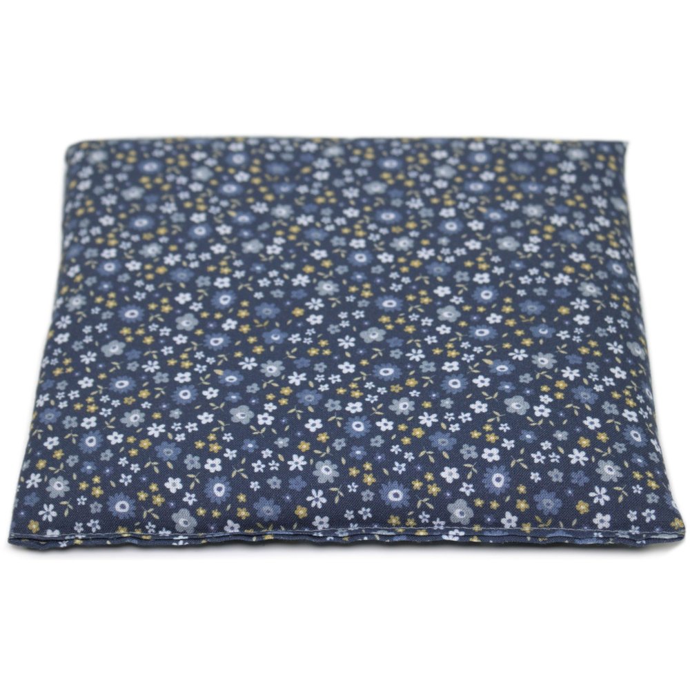 Cherry Pit Pillow 19 x 19 cm, Blue Organic Floral Fabric