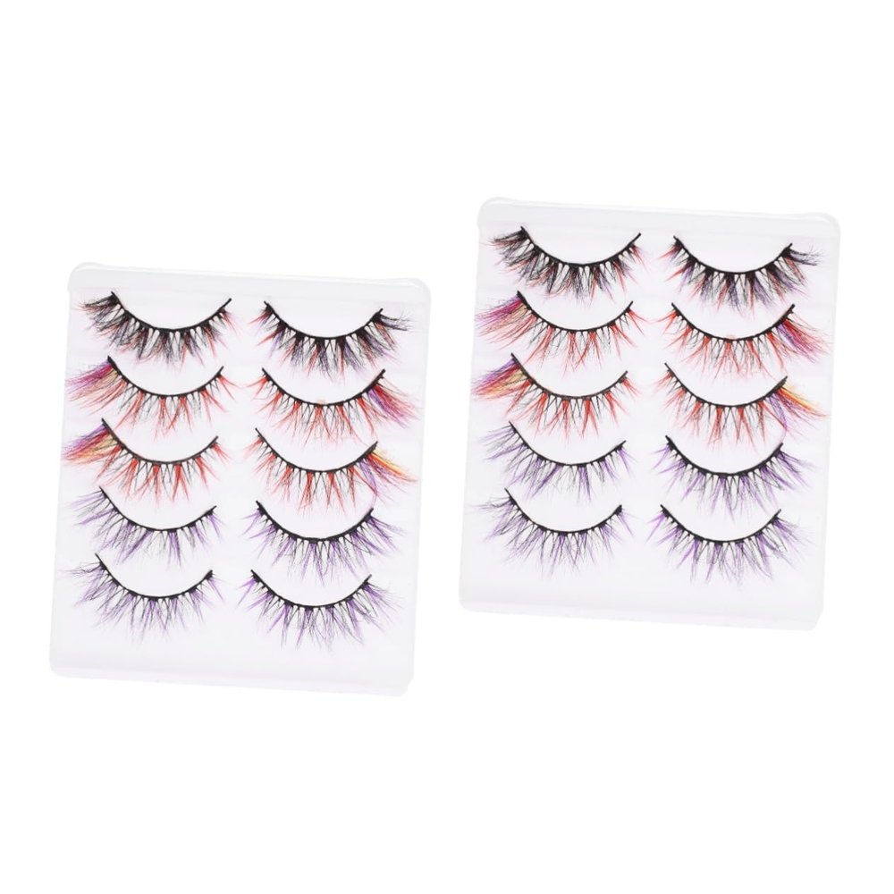 MAGICLULU 2 Sets Halloween Fluffy False Eyelashes for Women, Reusable Strip Lashes for Cosplay Festivals, 5 Pairs × 2