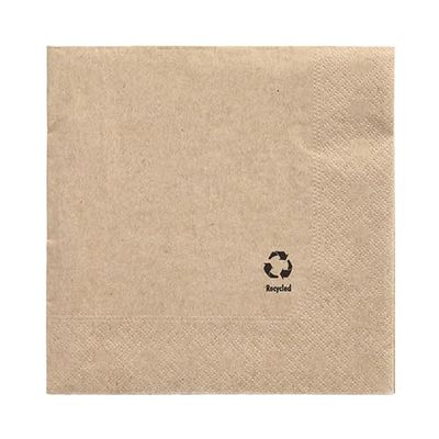 PAPSTAR 100 Napkins, 3-Ply, 1/4 Fold, 33 x 33 cm, Natural, Made from Recycled Paper