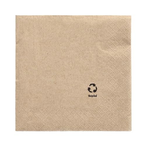 PAPSTAR 100 Napkins, 3-Ply, 1/4 Fold, 33 x 33 cm, Natural, Made from Recycled Paper