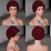 Women's Short Afro Kinky Curly Human Hair Wig, Brown view 2