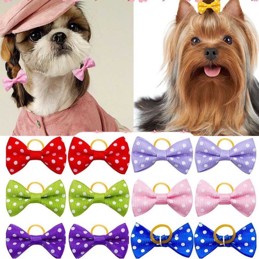 20 x Hair Bows for Dogs, Cute and Elastic