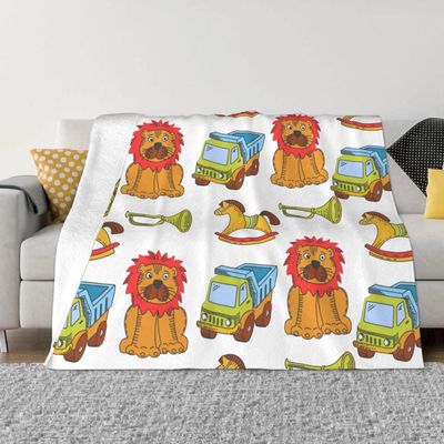 Lion Pattern Flannel Camping Blanket