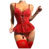 Women's Lace Strappy Bodysuit Lingerie Set view 1