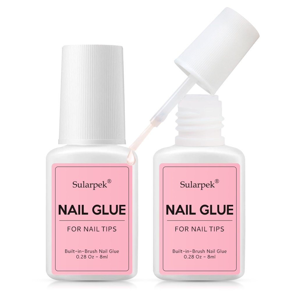 Sularpek Nail Glue, 2 x 8 g, Extra-Strong Glue for Press-On Nails