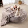 Human-Size Washable Orthopedic Faux-Fur Dog Bed with Blanket view 1