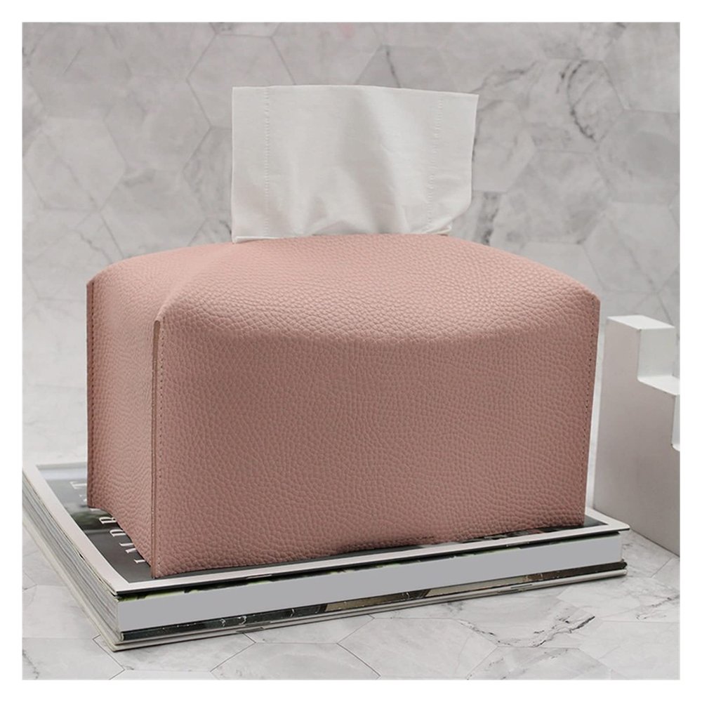 Foldable Tissue Box Holder and Cover, Napkin Holder for Living Room, Kitchen, and Desk (Gray; Pink)