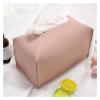 Foldable Tissue Box Holder and Cover, Napkin Holder for Living Room, Kitchen, and Desk (Gray; Pink) view 3