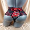 AlpenLife Basics Seductive Panty for Women with Open Crotch, Floral Lace Details, Embellished Waistband, Figure-Hugging, Black view 2