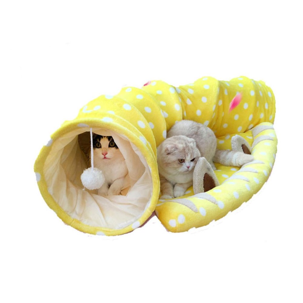 Foldable Fabric Cat Tunnel Nest, Yellow