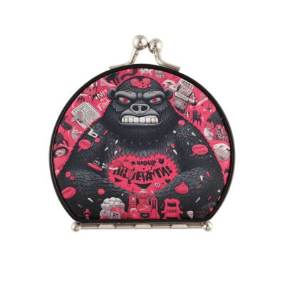 NYYYTTTEU Pink Cartoon Art Ser Gorilla Folding Compact Makeup Mirror