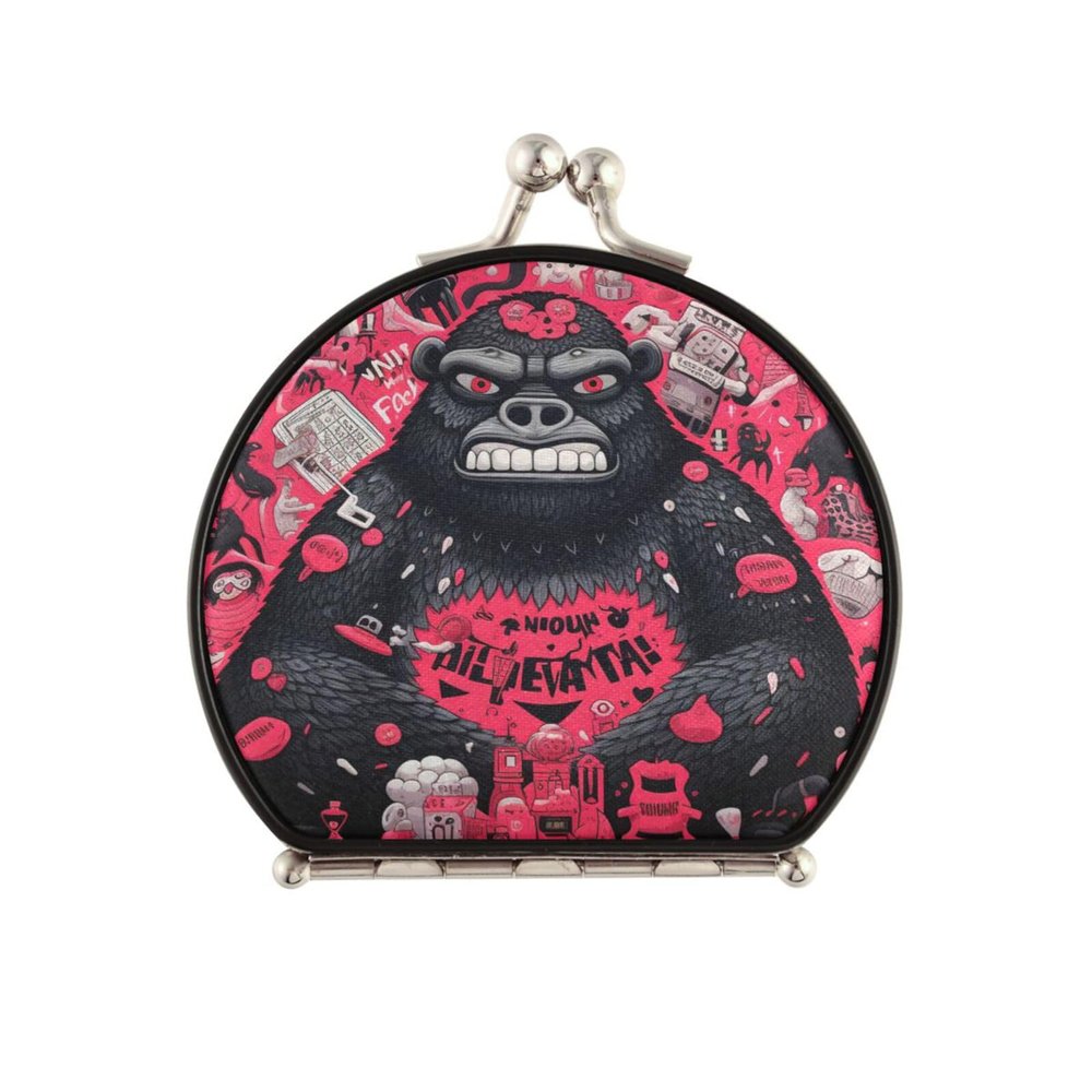 NYYYTTTEU Pink Cartoon Art Ser Gorilla Folding Compact Makeup Mirror