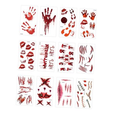 Halloween Stickers, 36 Sheets with Bloodstains, Scars and Sutures