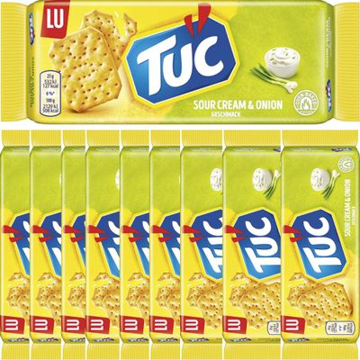 TUC Sour Cream & Onion Crackers, 100 g x 10
