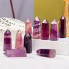 Natural Purple Fluorite Crystal Column, Single Six-Prism Striped Pillar, 8–9 cm view 2