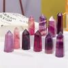 Natural Purple Fluorite Crystal Column, Single Six-Prism Striped Pillar, 8–9 cm view 3