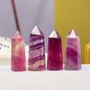 Natural Purple Fluorite Crystal Column, Single Six-Prism Striped Pillar, 8–9 cm view 4