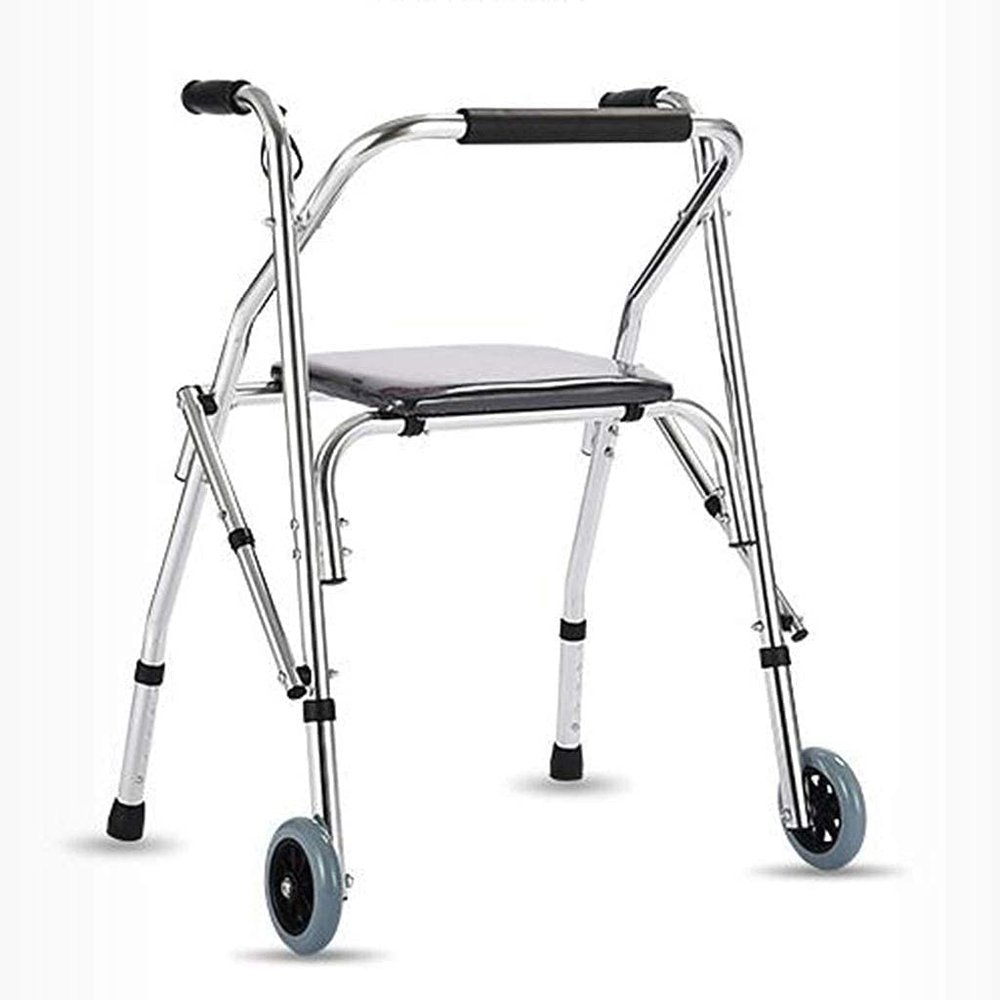 Walking Aid, Four-Wheeled Walker for Older Adults with Seat, Foldable, Telescopic Four-Leg Walking Aid, Gift