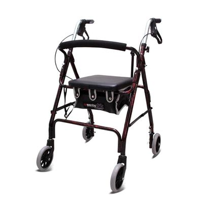 HXRLSIPO Lightweight Foldable 4-Wheel Rollator Walker with Seat and Backrest